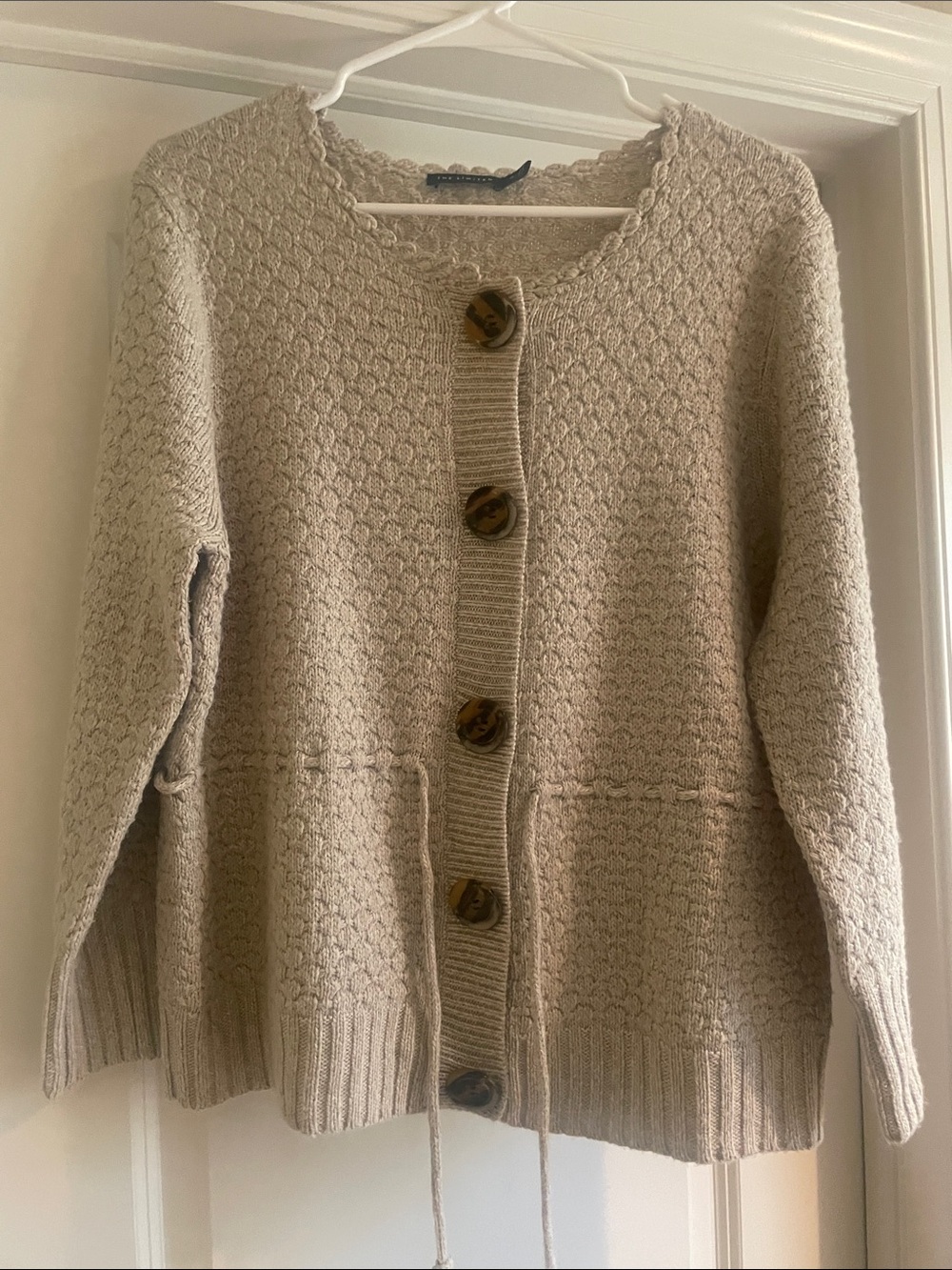 The Limited Cream Textured Button Cardigan